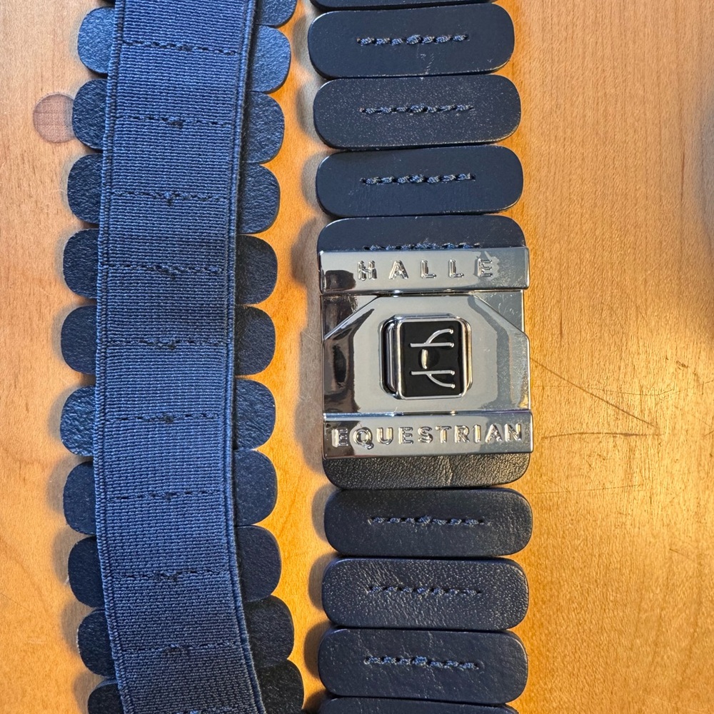 Halle Equestrian Navy Stretch Belt with Silver Buckle